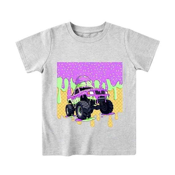 Bainana Short Sleeve T Shirts For Boys Cartoon Car Print Fashion Tops Big Kids Summer Tees