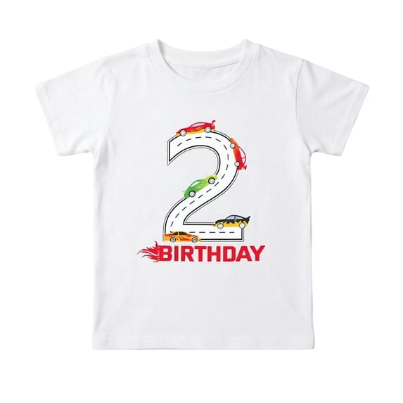 Bainana Boys Short Sleeve T Shirts Number Two Print Regular Fit Tops Big Kids Birthday Tees