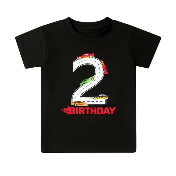 Bainana Short Sleeve T Shirts For Boys Number Two Print Regular Fit Tops Big Kids Birthday Tees