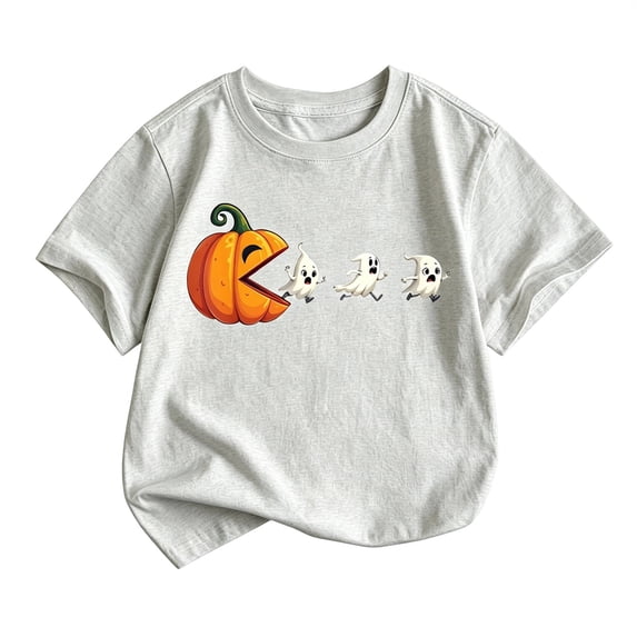 Bainana Boys Short Sleeve T Shirts Pumpkin Ghost Print Cute Tops Big Kids Halloween Tees