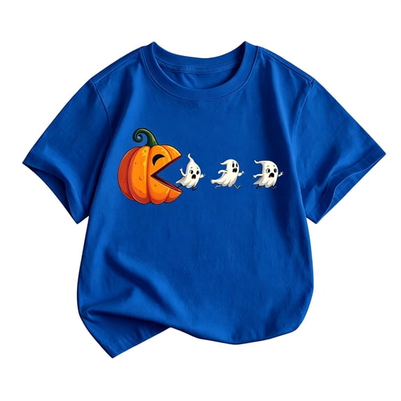 Bainana Short Sleeve T Shirts For Boys Pumpkin Ghost Print Cute Tops Big Kids Halloween Tees