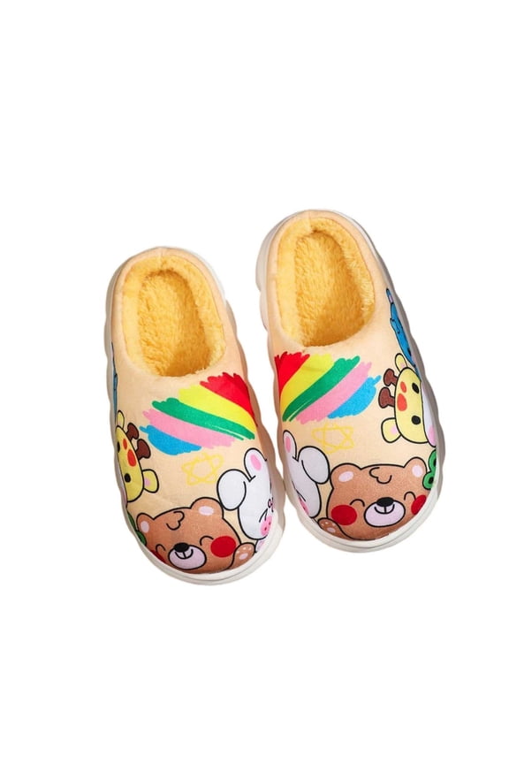 Slipper For Girls Boys Toddler Cartoon Print Anti Slip Easy On Shoes Fashion Cute Little Girls Boys Fall Winter Slippers Yellow Size 6-7 Years