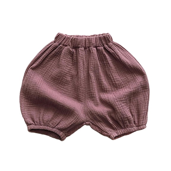 Bainana Solid Color Shorts For Girls Toddler Elastic Waist Wide Leg Shorty Comfortable Soft Summer Girls Shorts Purple Size 6-12 Months