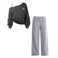 thumbnail image 1 of Bainana Sports Outfit Set For Girls Bow Print One Shoulder Sweatshirts And Pants Clothes Set Trendy Fall Winter Outfits For Kids Size 7-16 Years, 1 of 5
