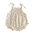 thumbnail image 1 of Bainana Summer Baby Girl Romper Dress Floral Print Sleeveless Suspender Dresses Stylish Lightweight Girls Party Holiday Playwear Outfits Beige Size 0-3 Months, 1 of 4
