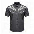 thumbnail image 1 of Bainana Summer Dress T-Shirts For Boys Kids Short Sleeve Lapel Collar Tops Child Fashion Western Style Graphic Tees For Outdoor Play Size 12-13 Years Dark Gray, 1 of 4