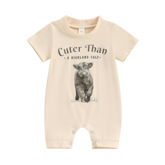 Bainana Summer Romper For Newborn Baby Cartoon Print Short Sleeve Comfort Fit Bodysuit Casual Girls Boys Crew Neck Clothes Size 0-3 Months