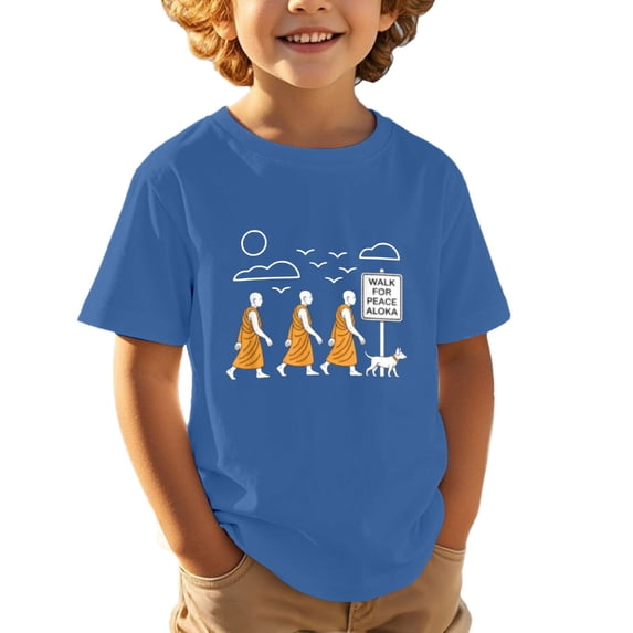 Bainana Summer Tshirt For Girls Boys Child Cartoon Print Short Sleeve Crew Neck Tops Breathable Soft Little Kids Youth School Holiday Tee Shirt Blue Size 11-12 Years