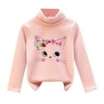thumbnail image 1 of Bainana Sweater For Toddler Girls Cartoon Cat Print Long Sleeve High Collar Sweatshirt Warm Cute Kids Tops Clothes Pink Size 18-24 Months, 1 of 3
