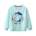 thumbnail image 1 of Bainana Sweatshirt For Little Boys Shark Print Long Sleeve Crew Neck Tops Fashion Loose Winter Child Pullover Tops Light Blue Size 4-5 Years, 1 of 4