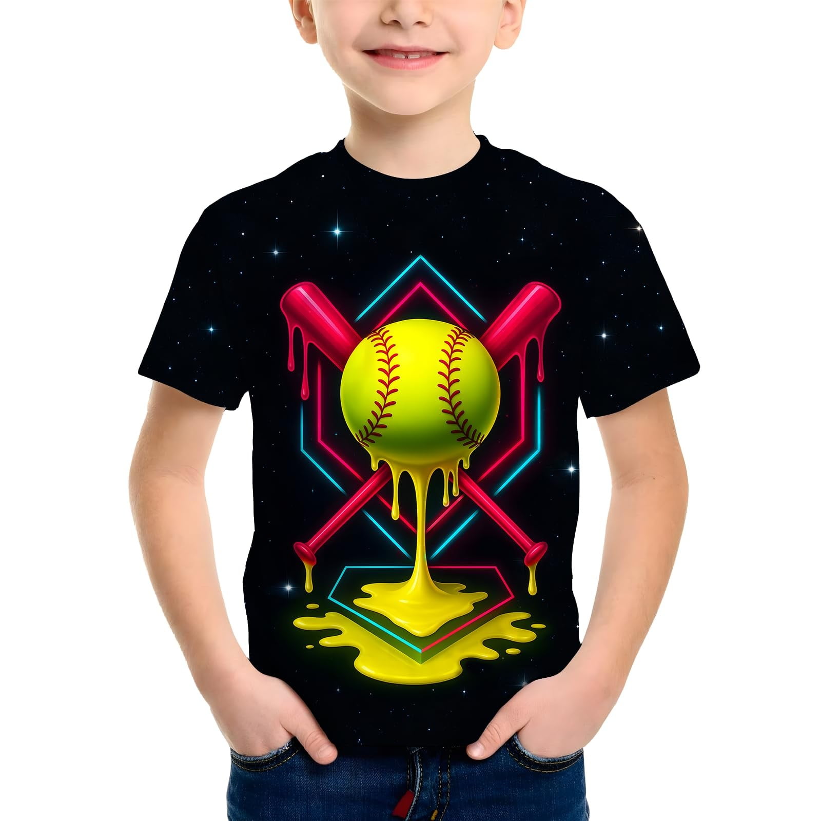 Bainana Teen Boys Short Sleeve T-Shirt Cartoon Print Crew Neck Regular