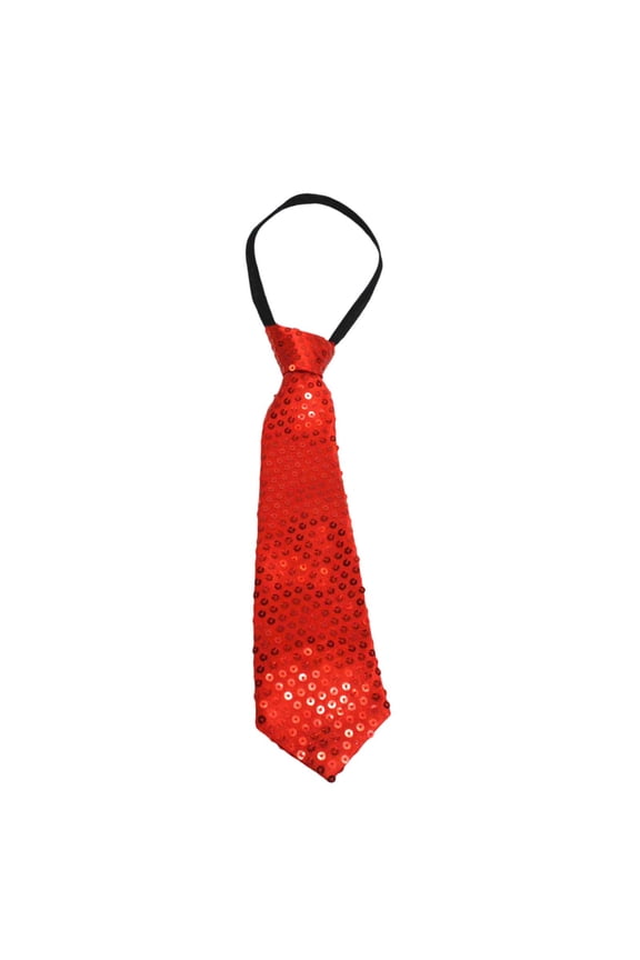 Ties For Men, Sequin Print Zipper Adjustable Mens Necktie For Party Wedding Red