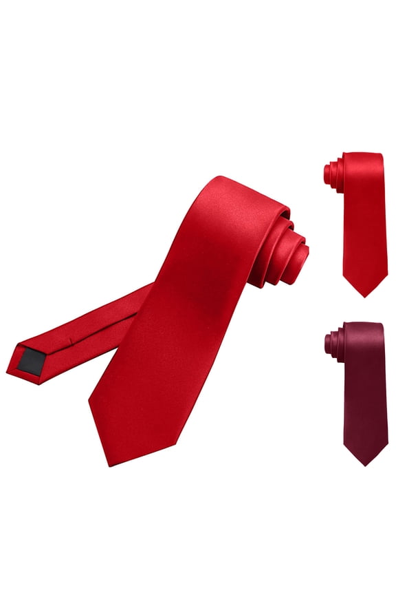 Ties For Men, Solid Color Adjustable Mens Necktie For Business Graduation Red