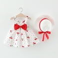 thumbnail image 1 of Bainana Toddler Baby Girls 2 Piece Outfits Cherry Print Sleeveless One-Piece Dress Cute Fashion Summer Dress And Straw Hat Girls Set Size 18-24 Months Red, 1 of 3