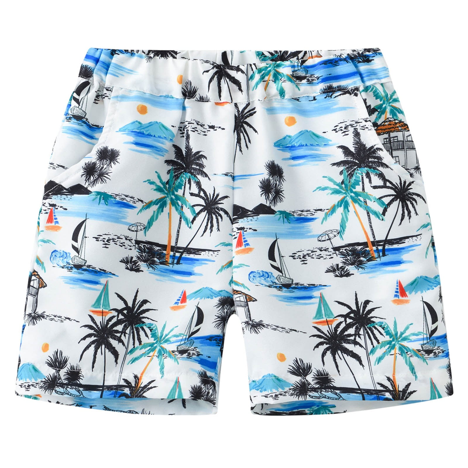 Bainana Toddler Boys Shorts Coconut Tree Print Elastic Waist Stright Leg Shorty Fashion Casual ...