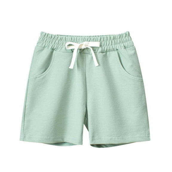 Bainana Toddler Boys Shorts Solid Color Elastic Waist Straight Leg Shorty Comfortable Leisure Summer Kids Daily Wear 7-8 Years Light Green