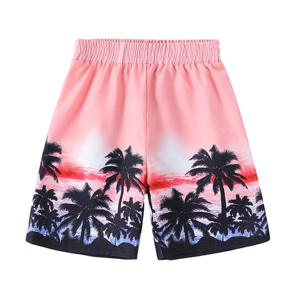 Bainana Toddler Boys Swim Trunks Cartoon Print Elastic Waist Straight Leg Shorty Fashion Casual Kids Summer Beach Wear 3-4 Years Pink