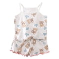 thumbnail image 1 of Bainana Toddler Girls 2 Pieces Sleep Outfit Set Cartoon Print Sleeveless Suspender Tank Tops And Shorts Set Soft Leisure Little Girls Summer Play Casual Wear Size 4-5 Years Khaki, 1 of 4
