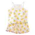 thumbnail image 1 of Bainana Toddler Girls 2 Pieces Sleep Outfit Set Cartoon Print Sleeveless Suspender Tank Tops And Shorts Set Soft Leisure Little Girls Summer Play Casual Wear Size 4-5 Years Yellow, 1 of 9