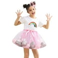 thumbnail image 1 of Bainana Toddler Girls Bubble Skirt Color Block Elastic Waist Layer Tulle Skirt Comfortable Leisure Girls Dance Wear With Hairpin Pink Size 2-4 Years, 1 of 4
