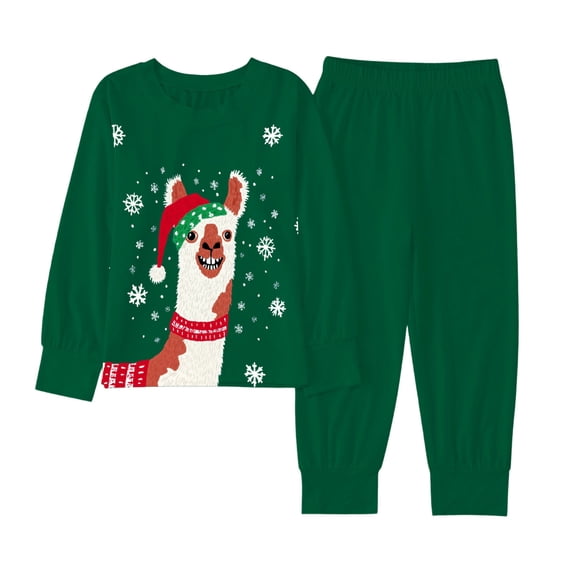 Bainana Kids Christmas Pajamas Unisex Animals Print Long Sleeve T-Shirt Pants Bedtime Wear Boys And Girls Stylish Fit Clothes Set, Size 8-9 Years