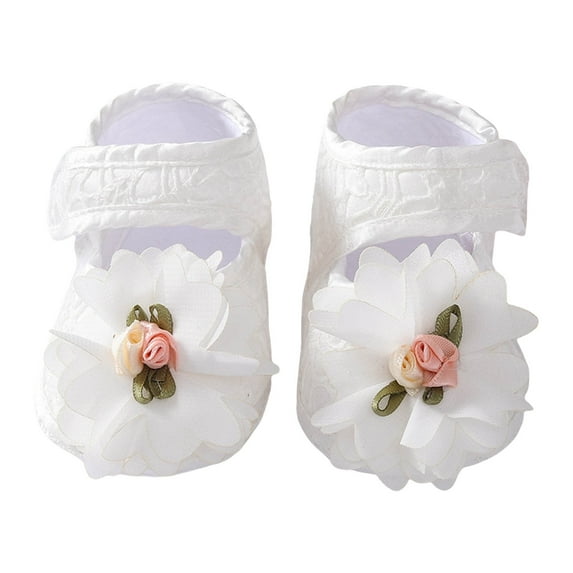 Bainana Walking Shoes For Girls Newborn Flower Print Soft Sole Loafers Shoes Breathable Lightweight Spring Summer Baby Sneaker Grey Size 0-3 Months