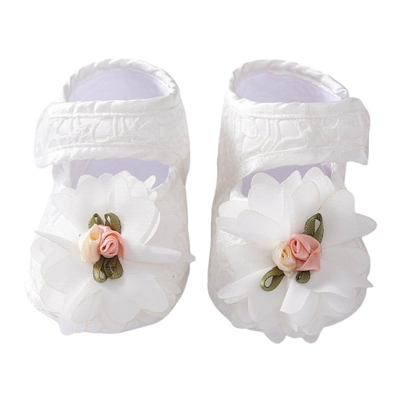 Bainana Walking Shoes For Girls Newborn Flower Print Soft Sole Loafers Shoes Breathable Lightweight Spring Summer Baby Sneaker Grey Size 0-6 Months