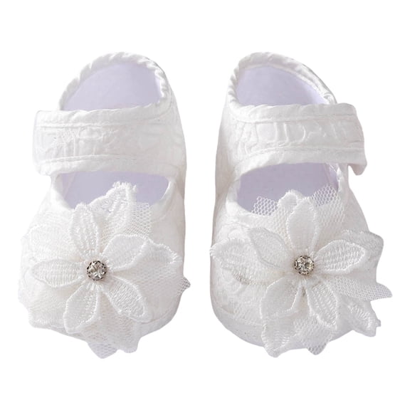 Bainana Walking Shoes For Girls Newborn Flower Print Soft Sole Loafers Shoes Breathable Lightweight Spring Summer Baby Sneaker White Size 0-3 Months