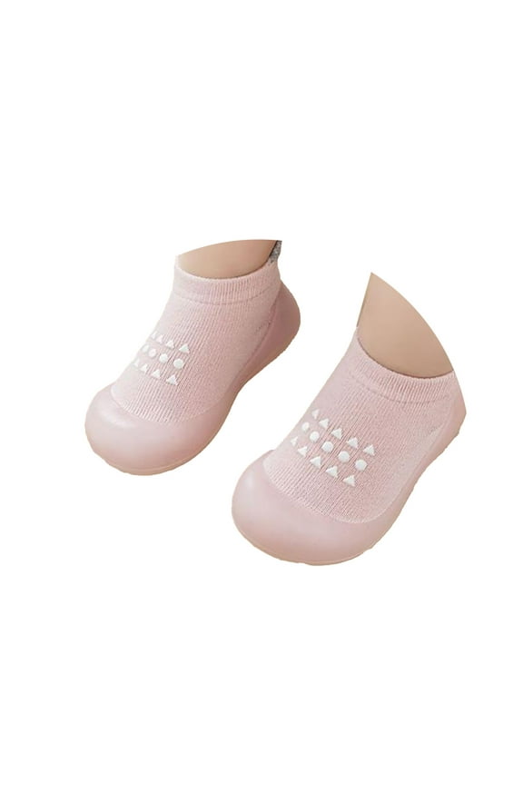 Walking Shoes For Infant Boys Girls Solid Color Anti Slip Sole Loafers Shoes Soft Casual Indoor Baby Sock Sneaker Pink Size 7-12 Months
