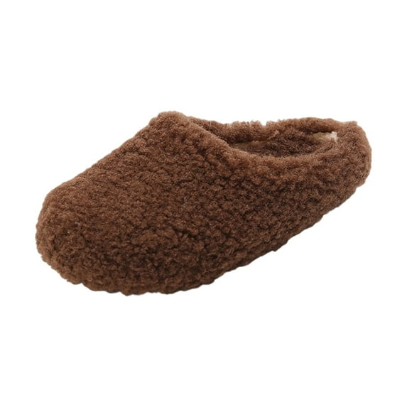 Bainana Warm Slipper For Little Boys Girls Solid Color Anti Easy On Shoes Comfortable Soft Toddler Unisex Kids Autumn Winter Slippers Brown Size 2-2.5 Years