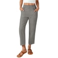 thumbnail image 1 of Bainana Women Comfort Fit Straight Leg Pants Solid Color Elastic Waist Trousers With Pockets Ladies Outdoor Activities Dress Pants Grey Size M, 1 of 6