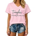 thumbnail image 1 of Bainana Women'S Cancer T Shirts Pink Ribbon Letter Print Tees Short Sleeve V Neck Cancer Awareness Shirts In October We Wear Pink Shirts Survivor Gift Size Xs-Xxxxl Pink, 1 of 4