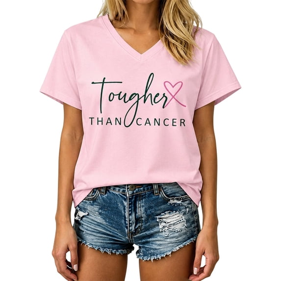 Bainana Women'S Cancer T Shirts Pink Ribbon Letter Print Tees Short Sleeve V Neck Cancer Awareness Shirts In October We Wear Pink Shirts Survivor Gift Size Xs-Xxxxl Pink