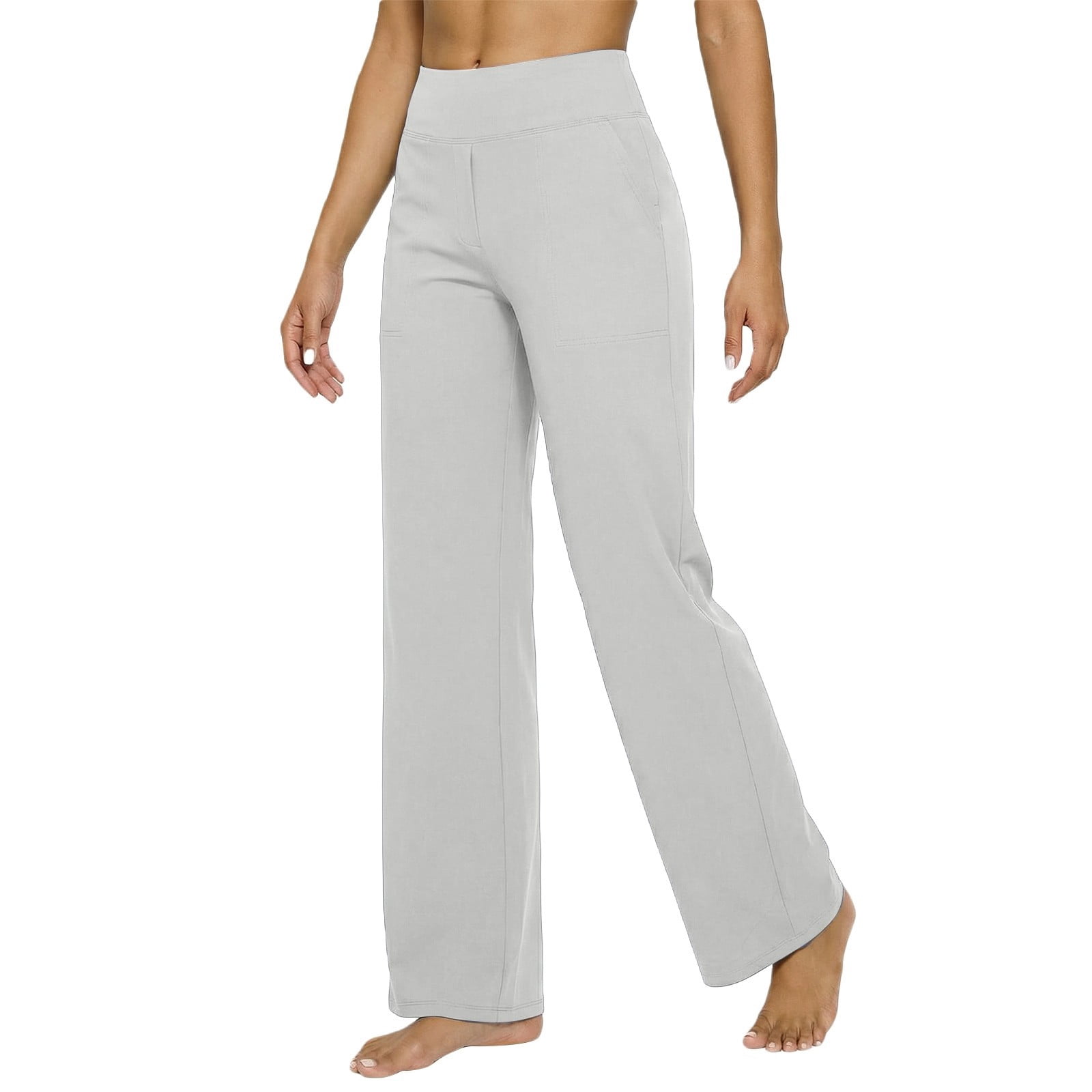 Bainana Women'S Comfort Fit Straight Leg Pants Solid Color High Waisted ...