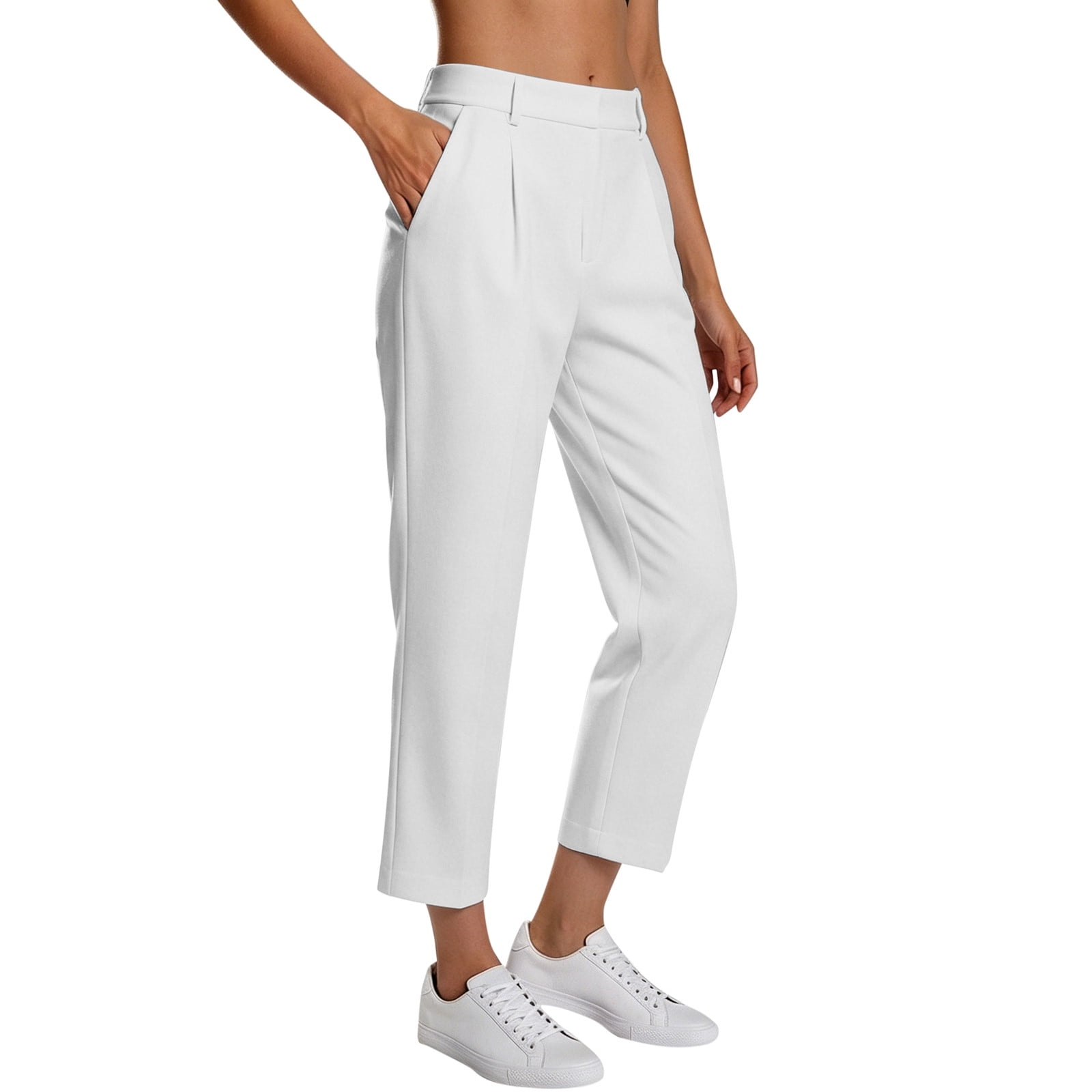 Bainana Women'S Dress Pants Solid Color Elastic Waist Straight Leg — free download