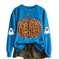 thumbnail image 1 of Bainana Women'S Halloween Sweatshirts Leopard Pumpkin Graphic Pullover Shirt Trendy Theme Party Sweatshirts Blue XL, 1 of 4