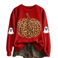 thumbnail image 1 of Bainana Women'S Halloween Sweatshirts Leopard Pumpkin Graphic Pullover Shirt Trendy Theme Party Sweatshirts Red M, 1 of 4