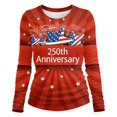 thumbnail image 1 of Bainana Women'S Summer Shirts 250Th Anniversary Print Long Sleeve Crew Neck T Shirt Comfortable Fashion Ladies Festival Relaxed Fit Daily Wear Red Size L, 1 of 4