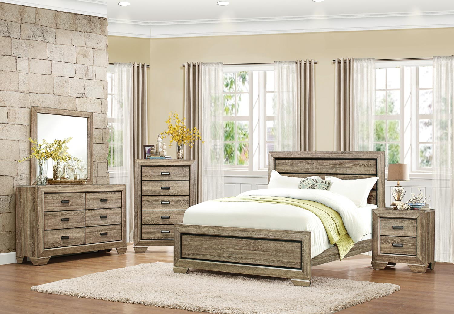 Bainbridge Casual 4 Piece California King Bedroom Set in Beechwood