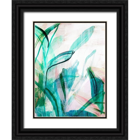 Bainbridge, Hope 25x32 Black Ornate Wood Framed with Double Matting Museum Art Print Titled - Green Graffiti I