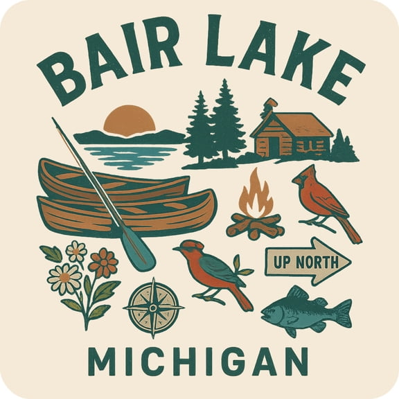 Bair Lake Michigan Keepsakes Souvenir Vinyl Sticker – Destination Travel Keepsake Collectible (3-Inches Wide)