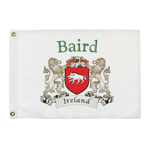 Baird Irish Coat of Arms Small White Flag - 16"x10.5" inches
