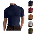 thumbnail image 1 of Baisc Turtleneck T Shirts for Man Short Sleeve Casual Slim Fit Undershirt Pullover Tops, 1 of 5