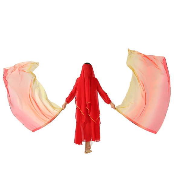 Baisdan Dance Rectangle Flag Worship Flag Church Praise Dance Accessories 1 Pair 2#YELLOW-ORANGE-RED