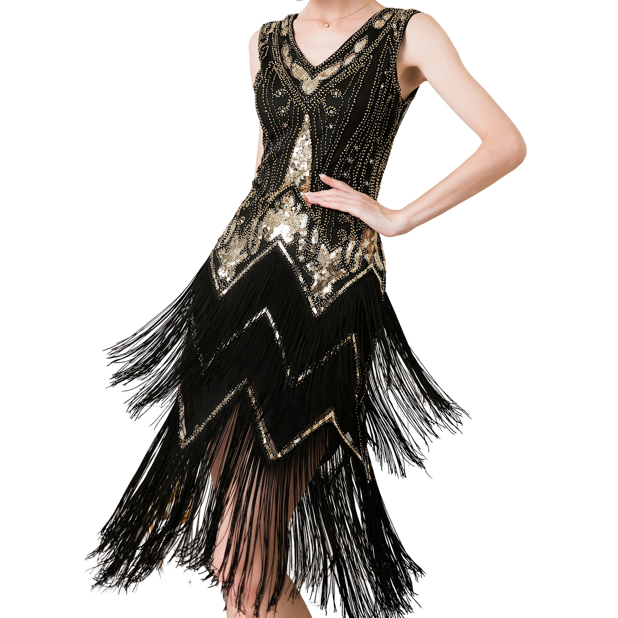 Baisdan Womens Flapper Dress 1920s Cocktail Dresses for Party Gatsby Costume Outfit Gift Black Large Walmart