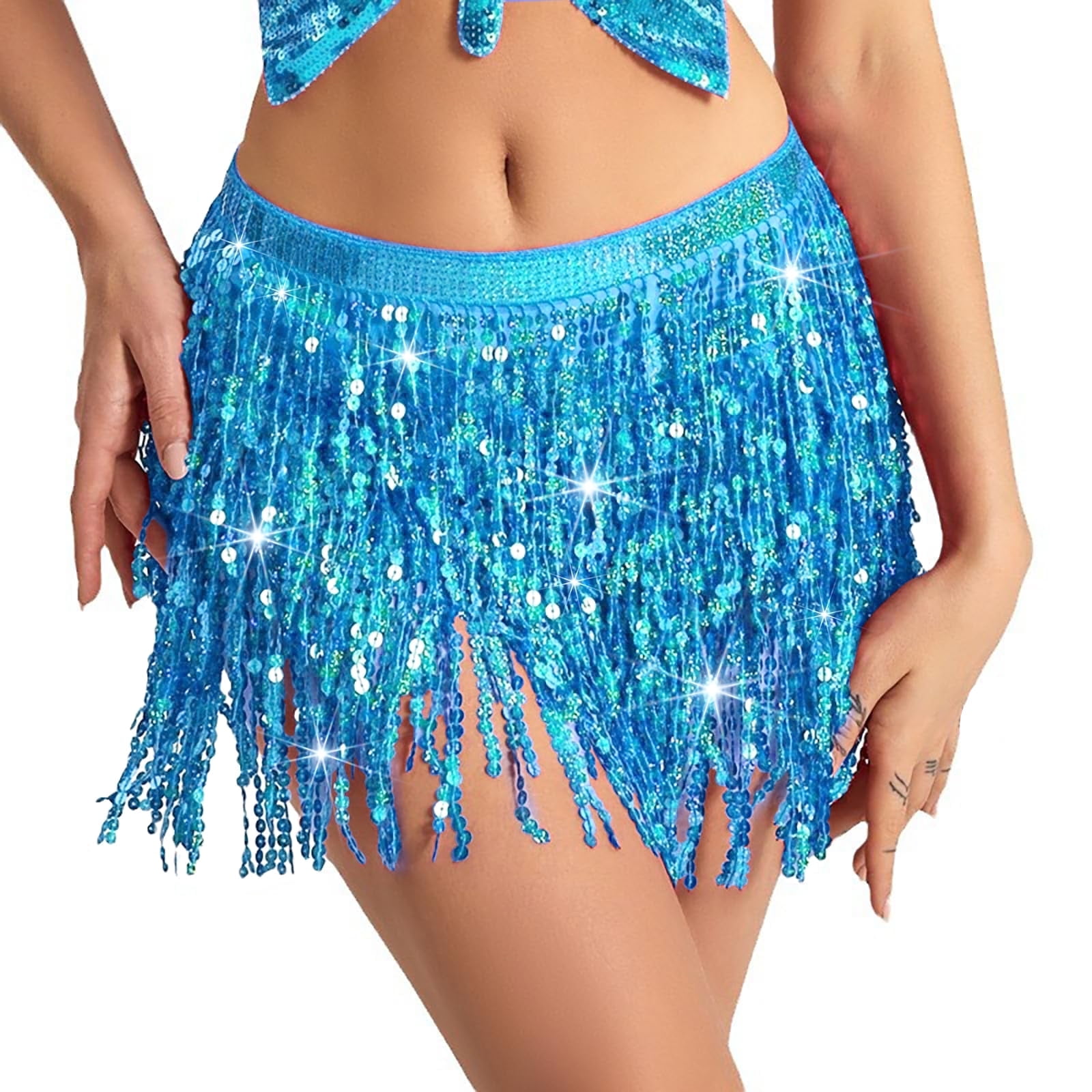 Light Blue Floral Beaded Sequin Embellished Low-Rise Mini Skirt