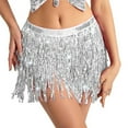 thumbnail image 1 of Baisdan Sequin Skirt for Women, Sparkly Mini Skirt, Sequin Tassel Fringe Skirts, Silver, 1 of 6