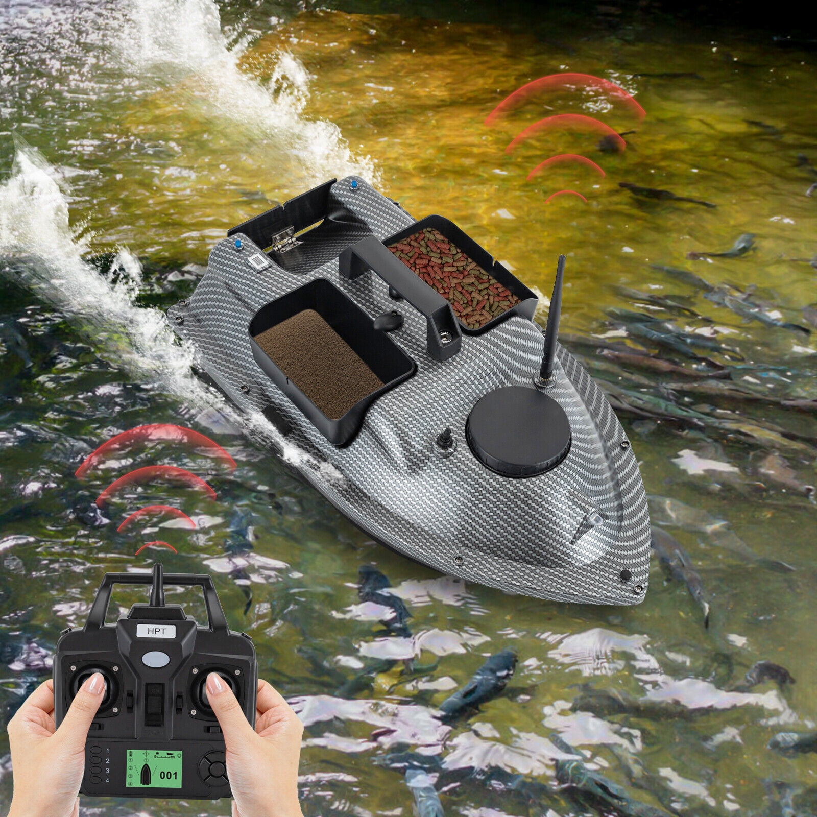 52W Battery Powered Fishing Bait Boat RC Fishing Boat Remote Control Bait Boat for Hook Delivery Nesting