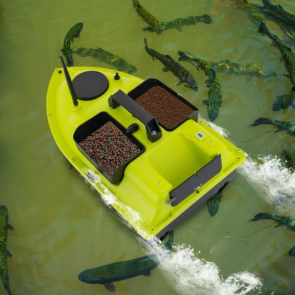 Bait Boat for Surf Fishing LCD Screen Remote Control 52W ABS Green Fishing Bait Boat, RC Fishing Boat