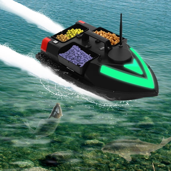 Bait Boat with Depth Sounder and GPS Fishing Bait Boat RC Boat 3-Bait Boxes for Fishing Enthusiasts or Those Who Want to Fish from a Distance.